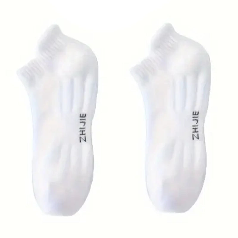 5-Pairs: Casual Ankle Boat Socks With Towel Bottom Men's Shoes & Accessories White - DailySale