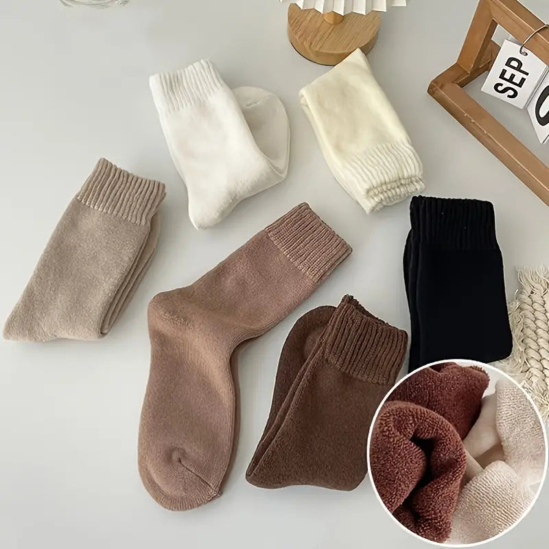 5-Pairs: Thick Thermal Mixed Color Mid Tube Socks Women's Shoes & Accessories - DailySale
