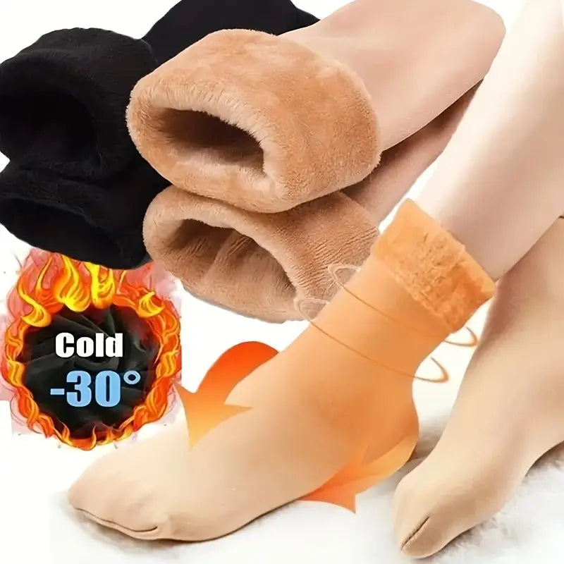 5-Pairs: Ultra-Soft Plush Lined Thermal Socks - Comfy Mid Tube Socks for Women Women's Shoes & Accessories - DailySale