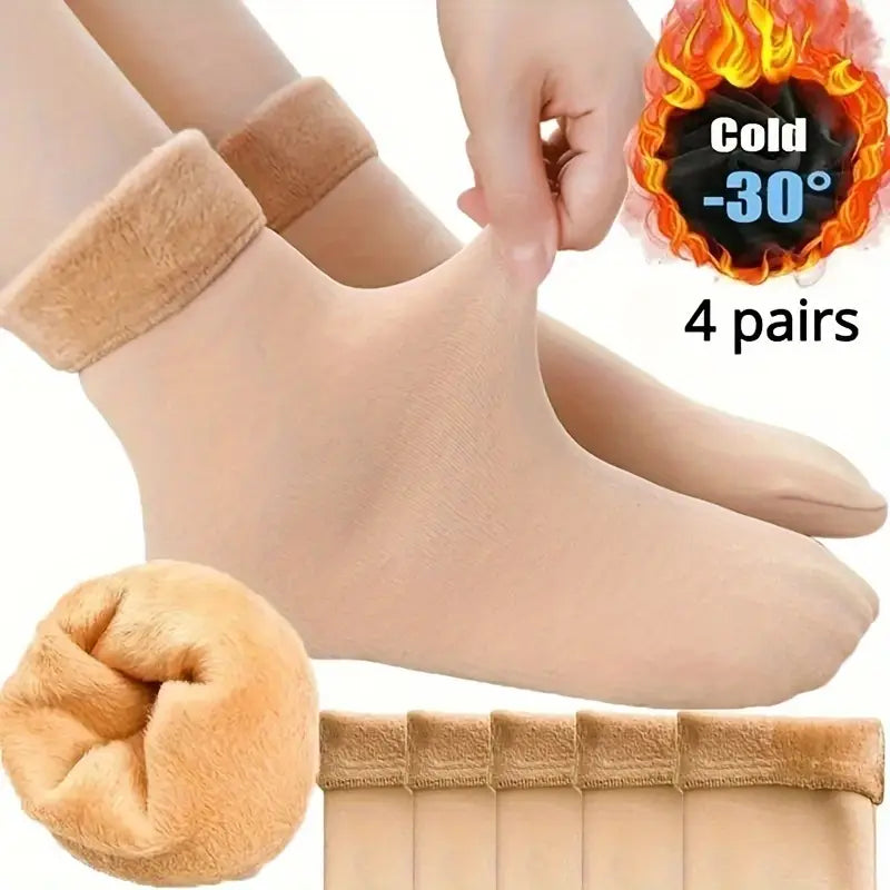 5-Pairs: Ultra-Soft Plush Lined Thermal Socks - Comfy Mid Tube Socks for Women Women's Shoes & Accessories - DailySale