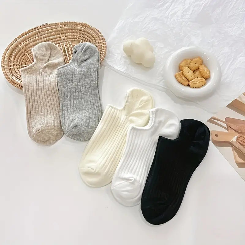 5-Pairs: Women's No-Show Socks, Elegant Solid Colors Women's Shoes & Accessories - DailySale