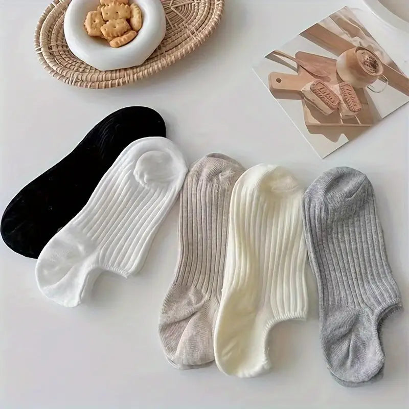 5-Pairs: Women's No-Show Socks, Elegant Solid Colors Women's Shoes & Accessories - DailySale