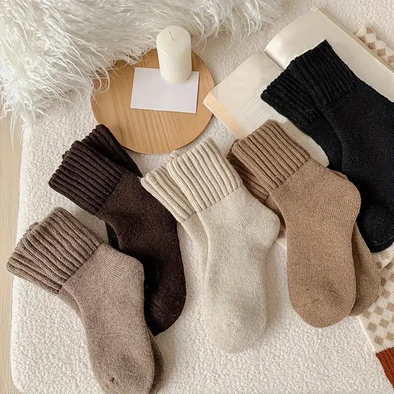 5-Pairs: Women's Stockings & Hosiery Simple Solid Thickened Socks Women's Shoes & Accessories - DailySale