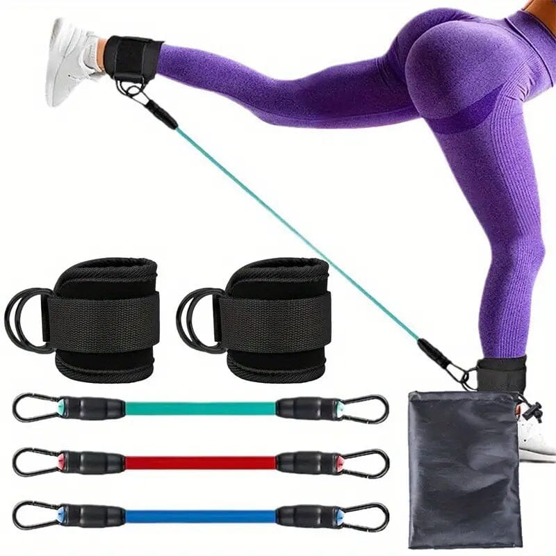 5-Piece: Resistance Band Set with Ankle Buckles Fitness - DailySale