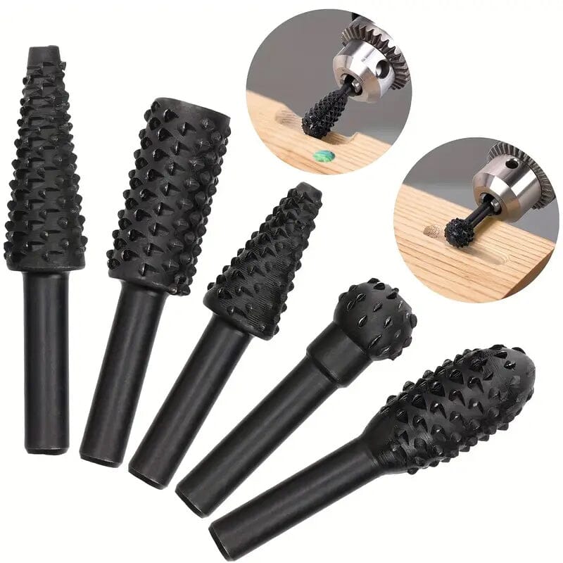 5-Piece Set: Wood Carving File Rasp Drill Bit Home Improvement - DailySale