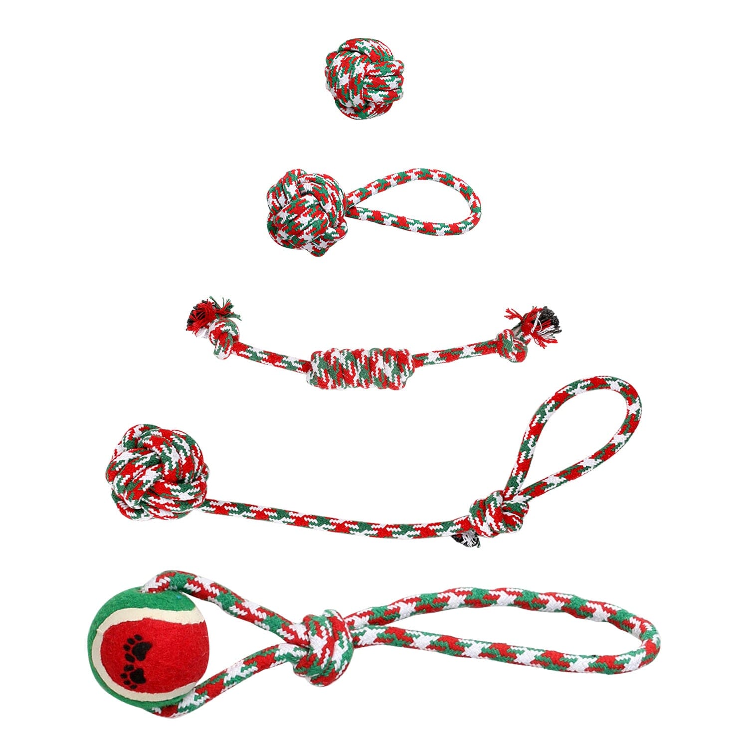 5-Pieces: Christmas Dog Rope Chew Toys Pet Supplies - DailySale