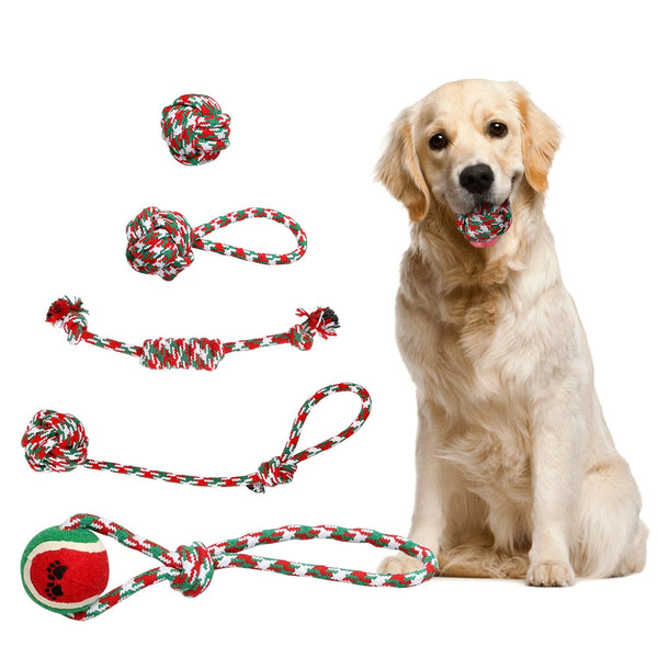 5-Pieces: Christmas Dog Rope Chew Toys Pet Supplies - DailySale