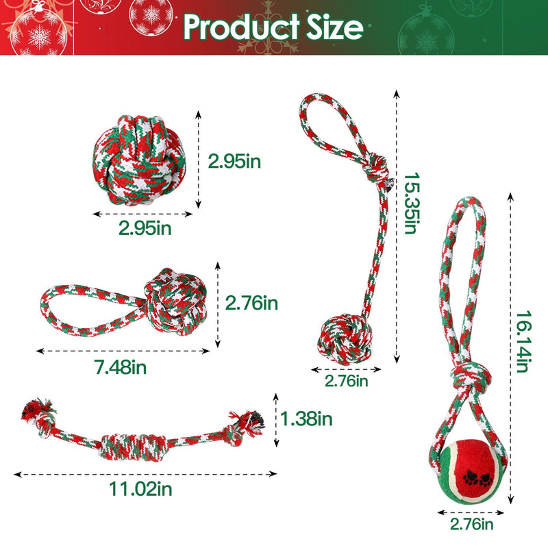 5-Pieces: Christmas Dog Rope Chew Toys Pet Supplies - DailySale
