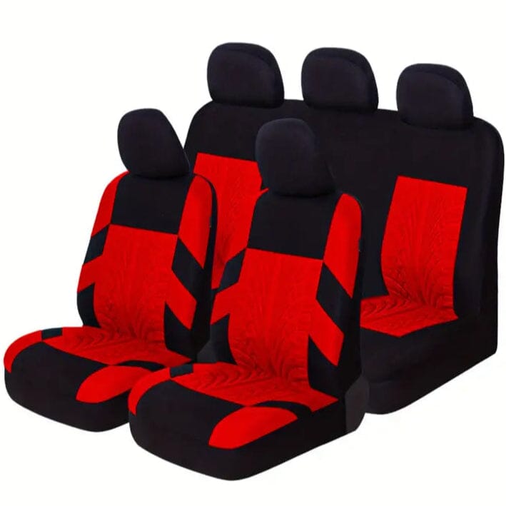 5 Seat Car Seat Covers Full Set Automotive Red - DailySale