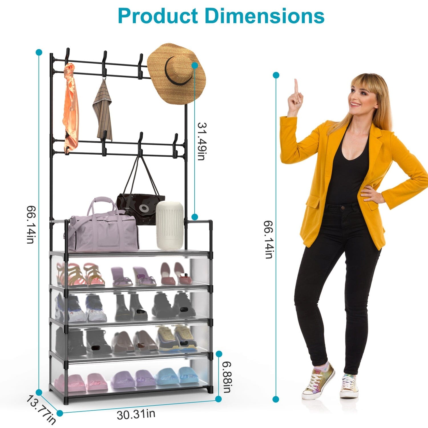 5-Tier Dustproof Entryway Hall Tree Coat and Shoe Rack Closet & Storage - DailySale