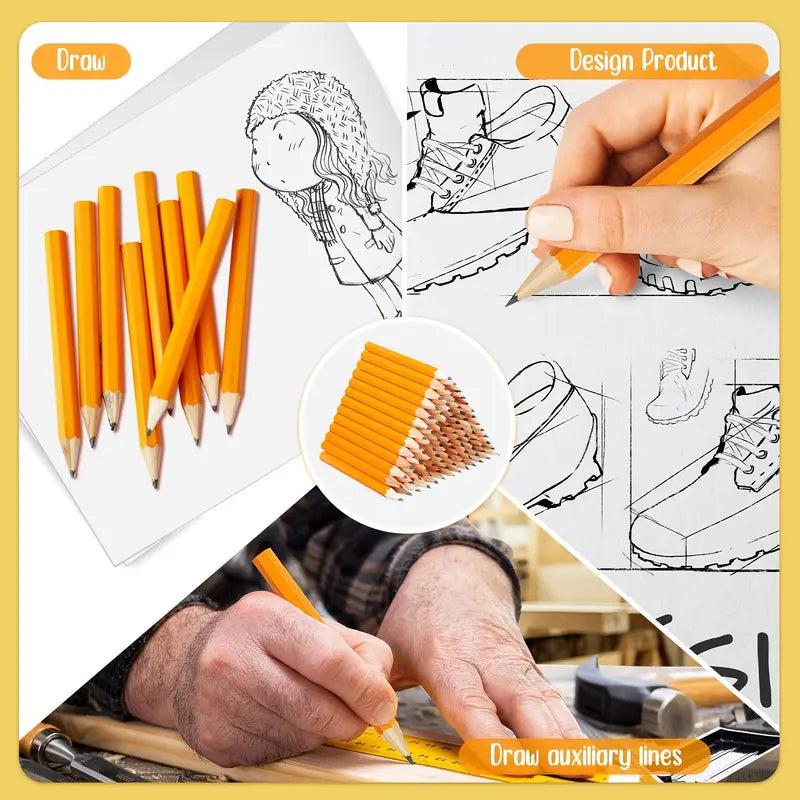 50-Pieces: 3.5" Hexagonal Golf Pencils - HB Yellow, Pre-Sharpened Arts & Crafts - DailySale