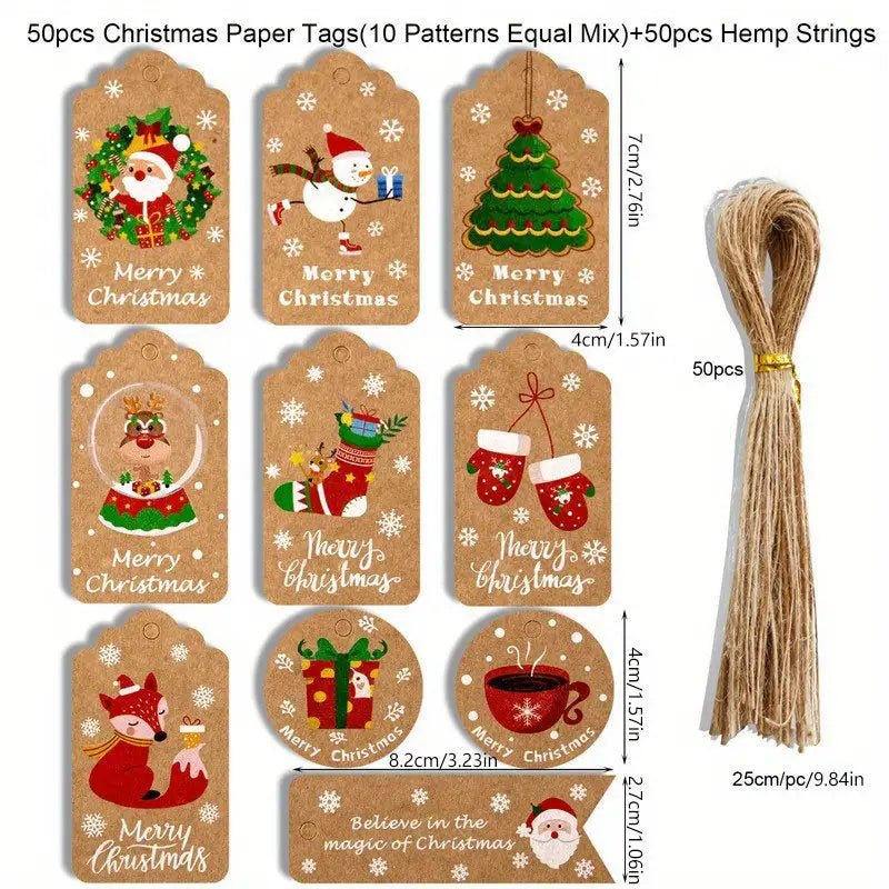 50-Pieces: Christmas Gift Box Decoration Tag Holiday Decor & Apparel Pure Color - DailySale