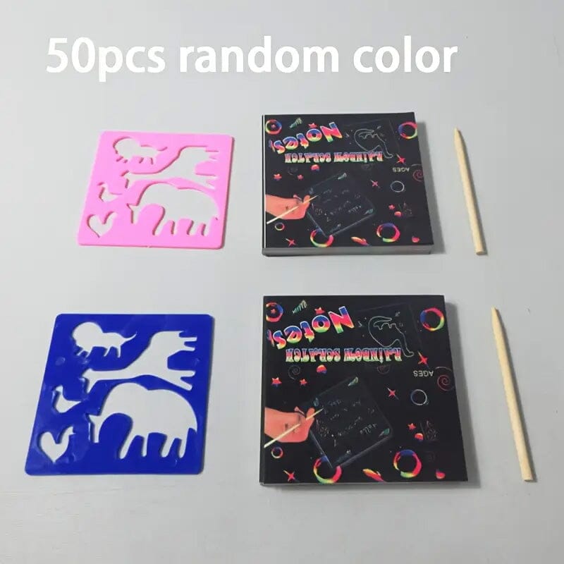 50-Pieces: Rainbow Scratch Art Kit Arts & Crafts - DailySale