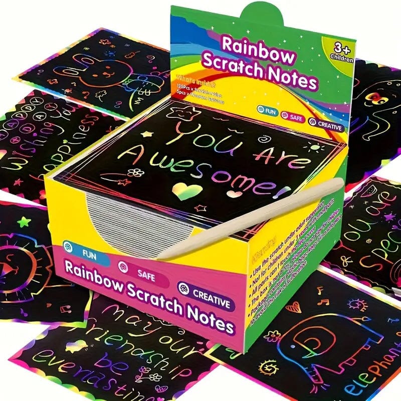 50-Pieces: Rainbow Scratch Art Kit Arts & Crafts - DailySale