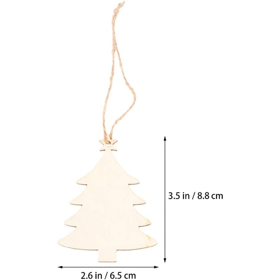 50-Pieces: Wooden Mini Christmas Tree Small Pendant Holiday Decor & Apparel - DailySale