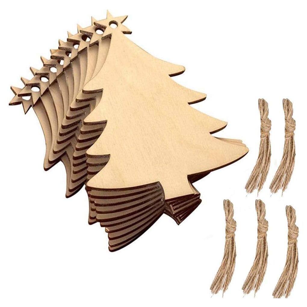 50-Pieces: Wooden Mini Christmas Tree Small Pendant Holiday Decor & Apparel - DailySale