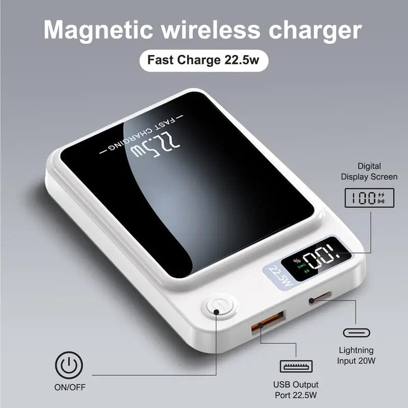 5000mAh Magnetic Wireless Charging Bank 22.5W Fast Charging Mobile Accessories - DailySale