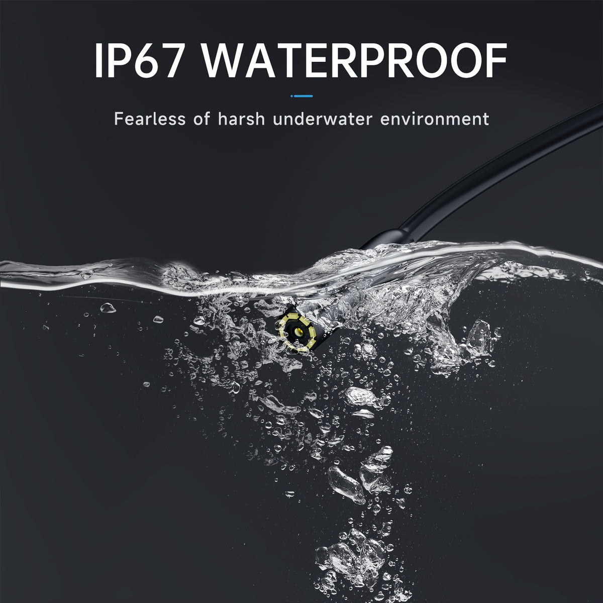 IP67 waterproof probe submerged in water