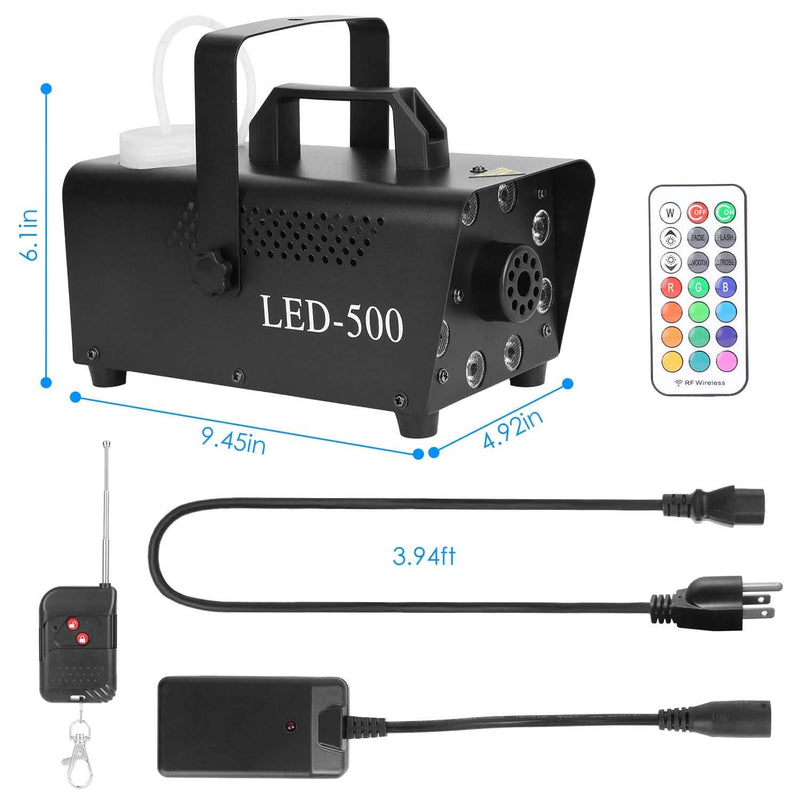 500W Fog Machine 2000CFM Colorful Smoke Machine with 8-Pieces LEDs 5 Lighting Effects 3-Level Brightness Holiday Decor & Apparel - DailySale