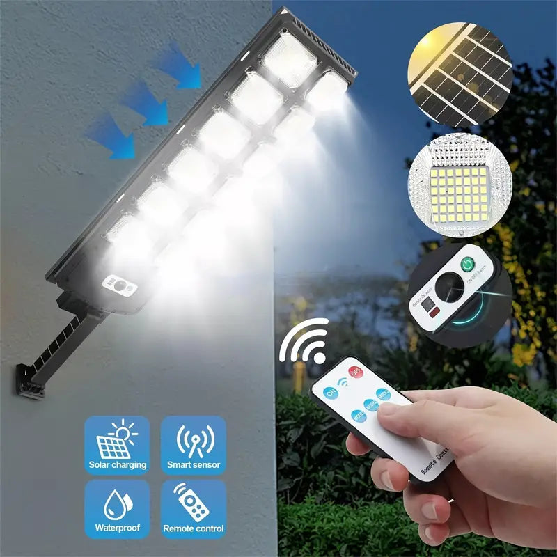 504-LED Ultra-Bright 6500K Solar Motion Sensor Street Light with Remote Control Outdoor Lighting - DailySale