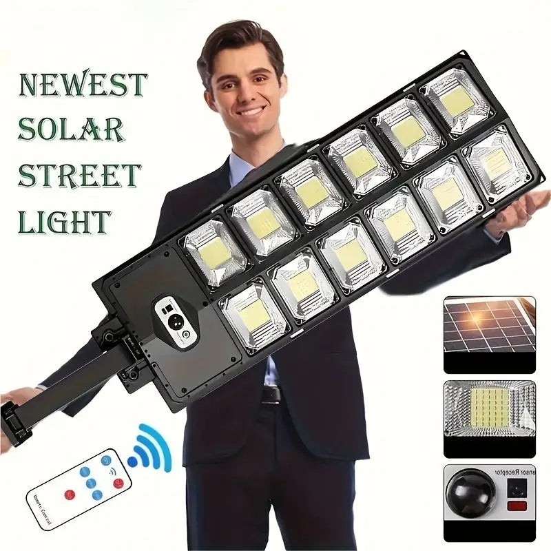 504-LED Ultra-Bright 6500K Solar Motion Sensor Street Light with Remote Control Outdoor Lighting - DailySale