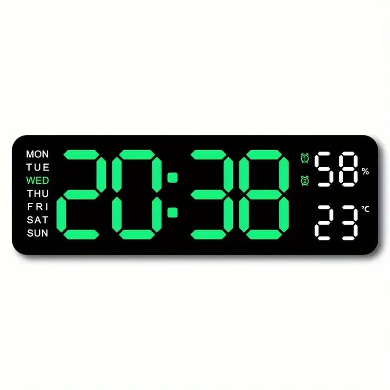 Luminous Large Screen LED Alarm Clock - Displays Week, Temperature, Humidity, and Timer