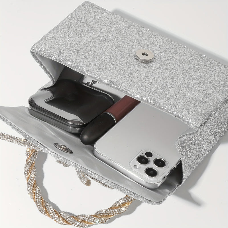 Clutch open with a phone inside