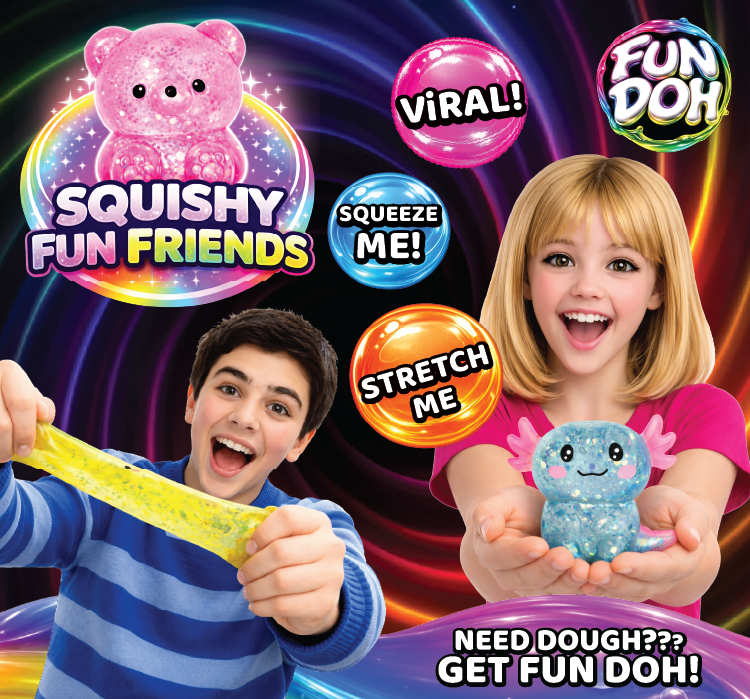Fun Doh Squishy Fun Friends Sensory Fidget Toy – Assorted Characters