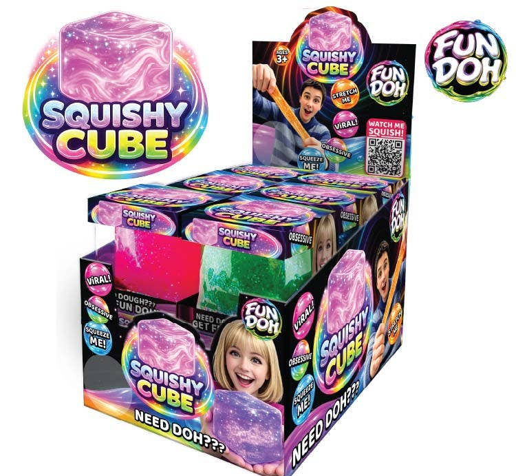 Fun Doh Squishy Sparkle Cube Fidget Toy – Viral Sensory Squish Toy
