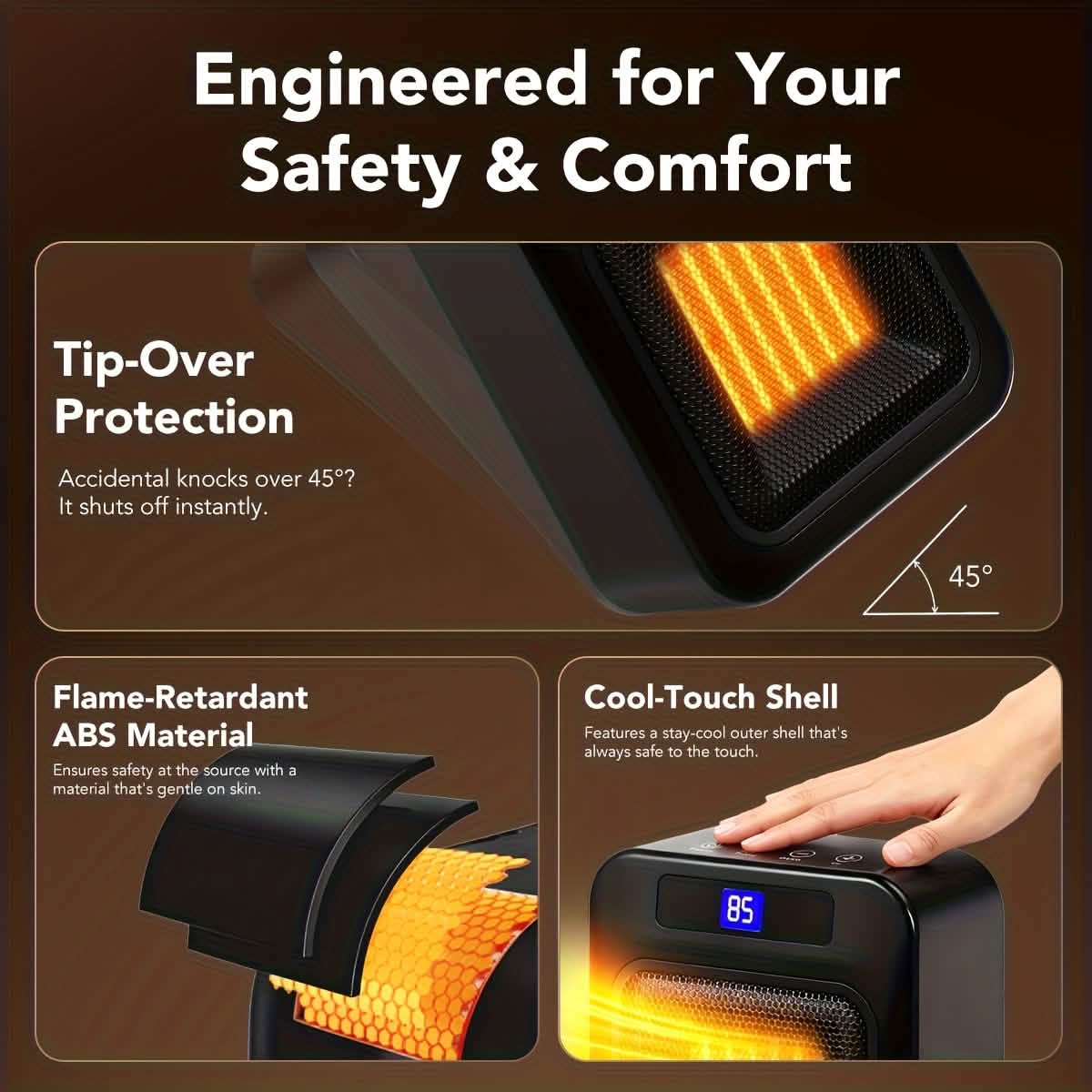 Space Heater for Indoor Use – 1500W Ceramic with Remote & Timer