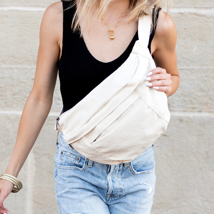 London Oversized Canvas Crescent Sling