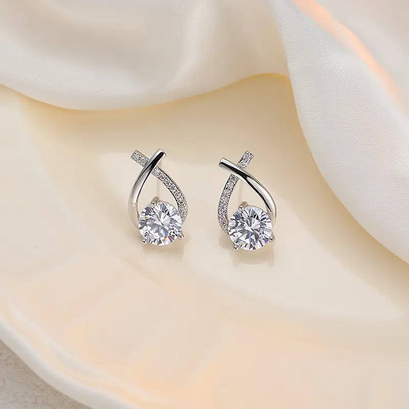 Creatively Designed Cross Earrings With Sparkling Zirconia for Women