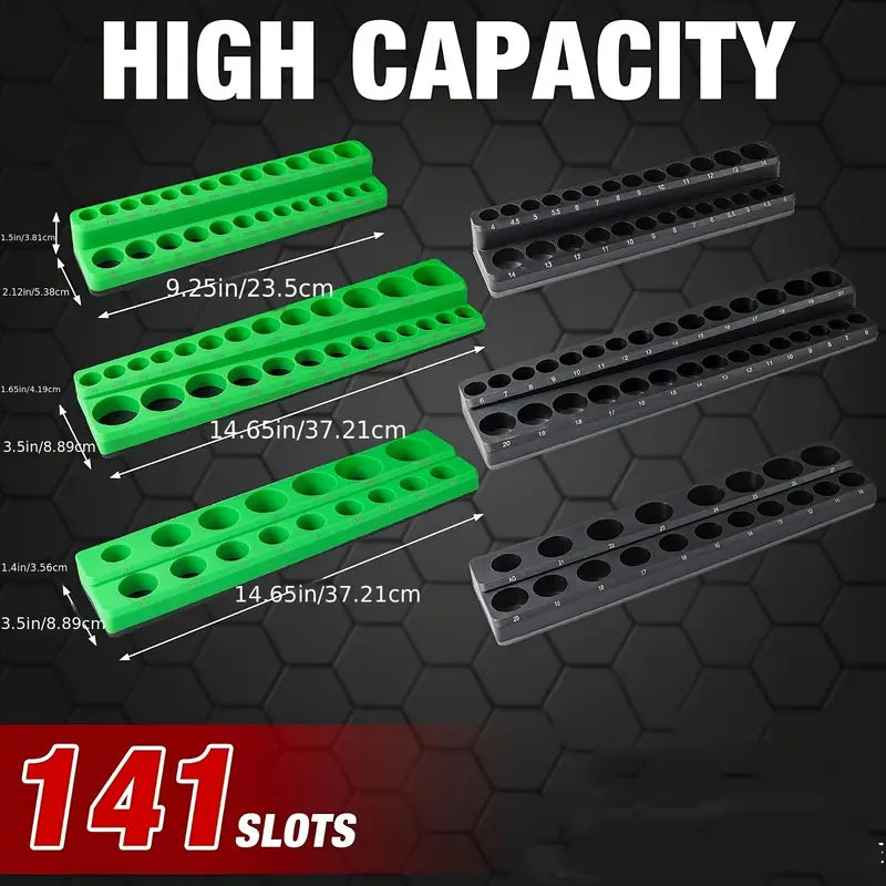 6-Piece: Magnetic Socket Organizer Set