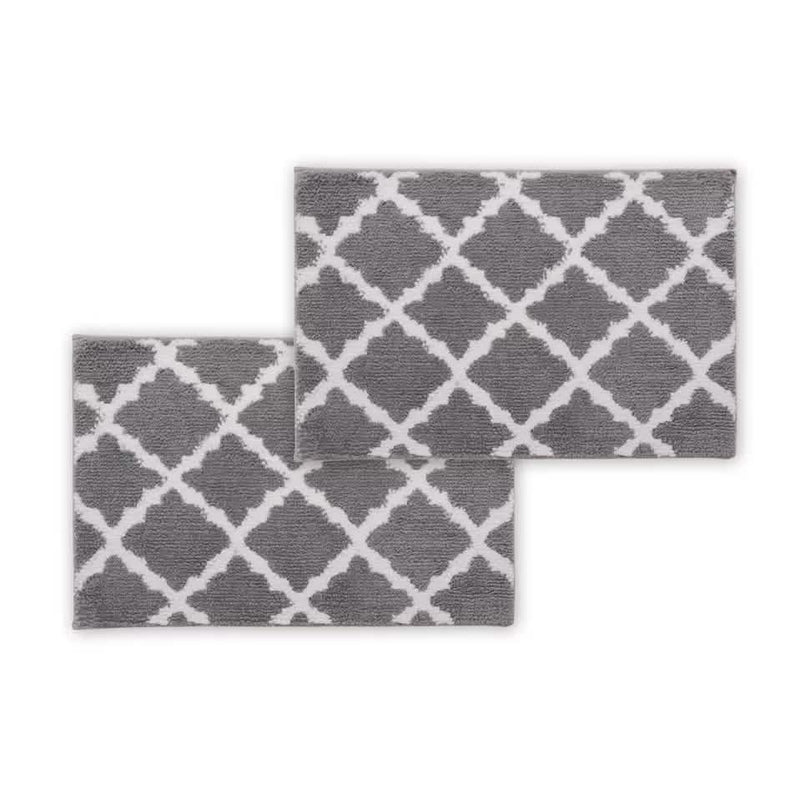 Bibb Home 1-2 Pack Trellis Micro Shag Bath Rugs 17" X 24"