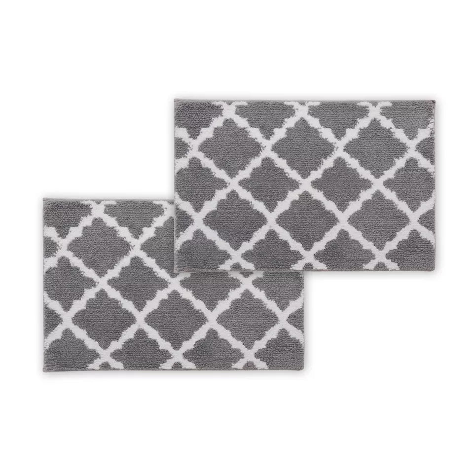 Bibb Home 1-2 Pack Trellis Micro Shag Bath Rugs 17" X 24"