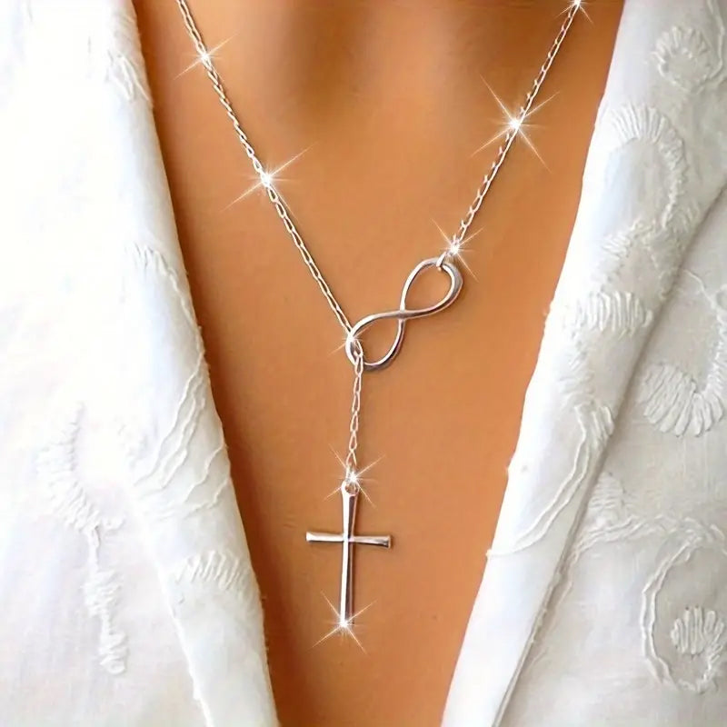 Chic Vintage-Inspired Infinity Cross Pendant Necklace