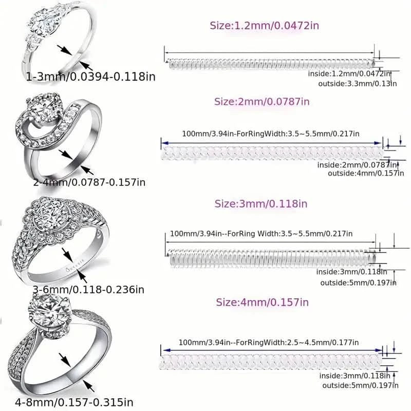 4-Piece Set: Invisible Silicone Ring Size Adjusters – Unisex, Flexible, Minimalist