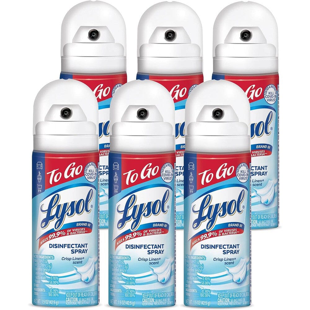 6-Pack: Lysol Disinfectant Spray 1.5 Oz Face Masks & PPE - DailySale