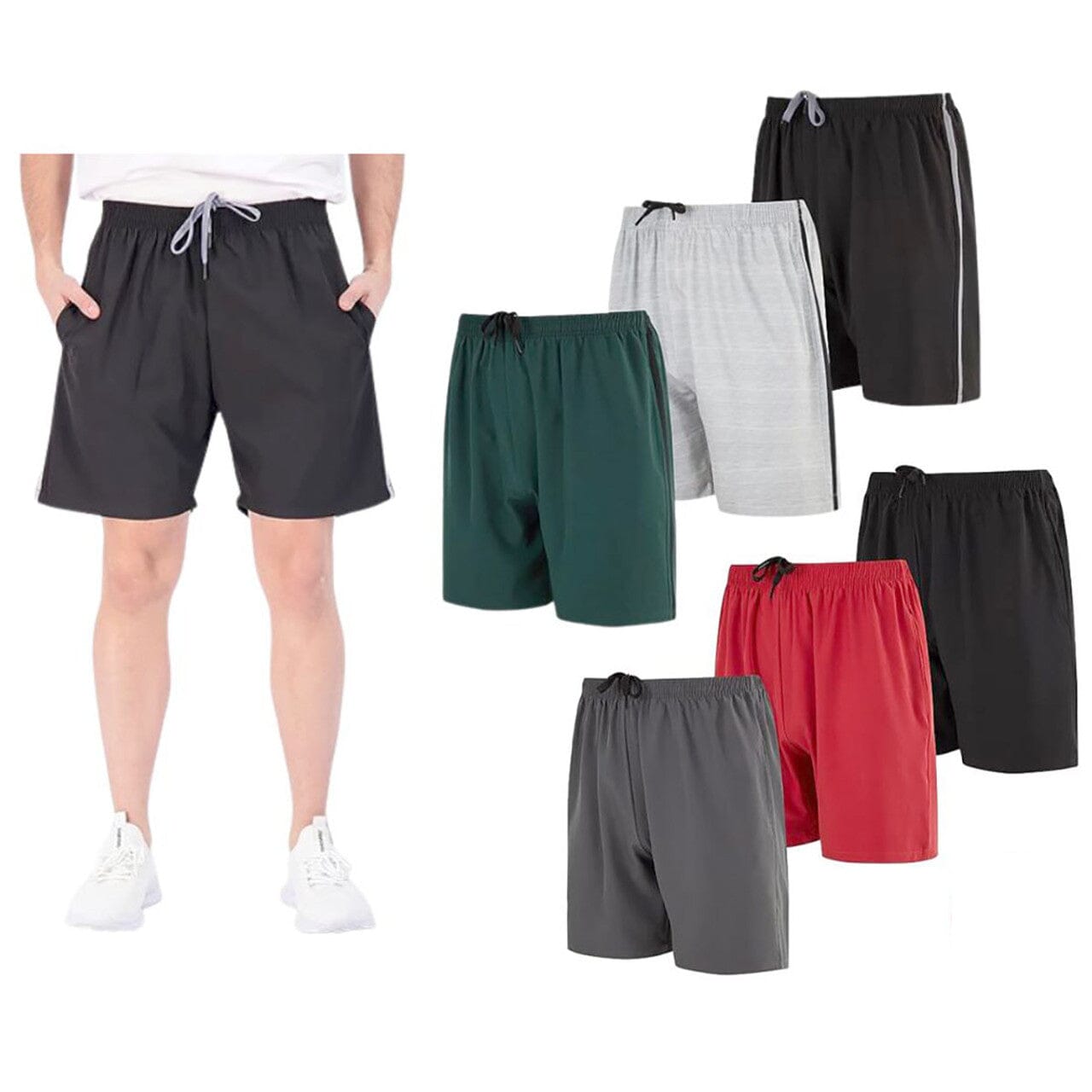 6-Pack: Men’s Active Woven Shorts with Zipper Pocket Men's Bottoms - DailySale