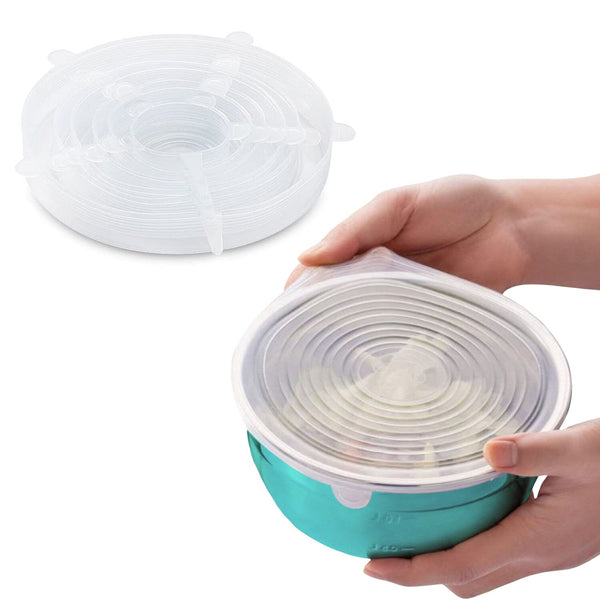 6-Pack: Reusable Silicone Stretch Container Lids Covers for Food Storage - Fit Most Containers Kitchen Tools & Gadgets - DailySale