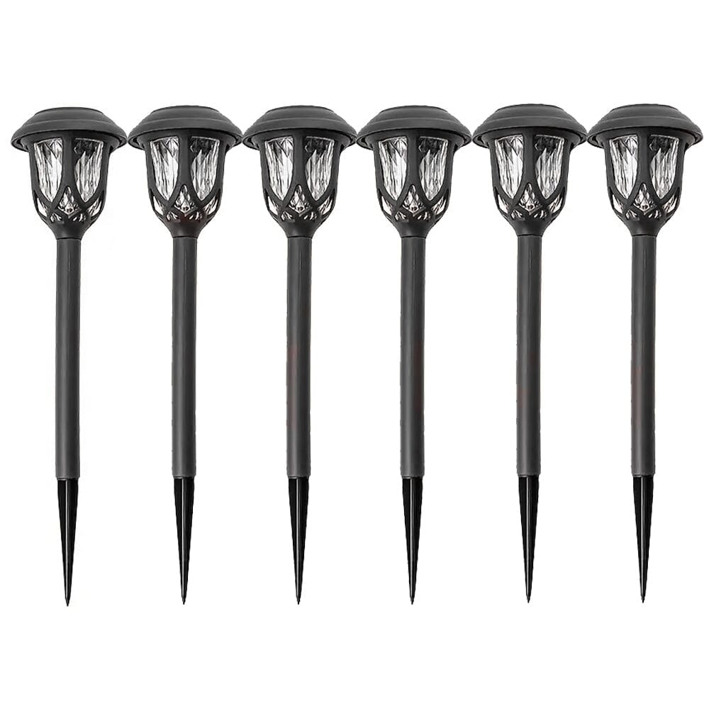 6-Pack: Solar Powered Pathway Lights - Touch-Controlled, Waterproof, Detachable, Energy Efficient, and Wireless Solar Garden Stake Lights Outdoor Lighting Black - DailySale