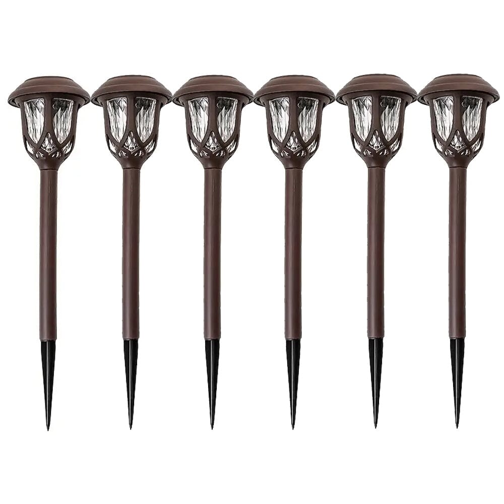 6-Pack: Solar Powered Pathway Lights - Touch-Controlled, Waterproof, Detachable, Energy Efficient, and Wireless Solar Garden Stake Lights Outdoor Lighting Coffee - DailySale