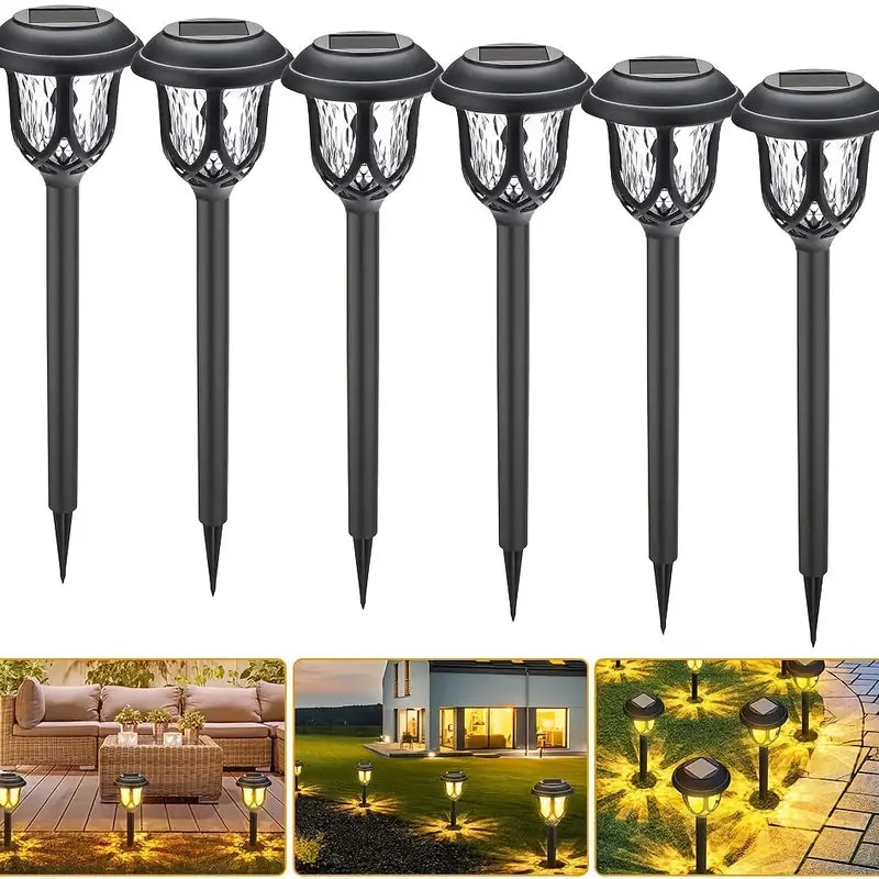 6-Pack: Solar Powered Pathway Lights - Touch-Controlled, Waterproof, Detachable, Energy Efficient, and Wireless Solar Garden Stake Lights Outdoor Lighting - DailySale