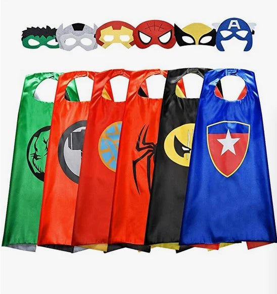 6-Pack: Superhero Reversible Cape & Mask Set Kids' Clothing - DailySale