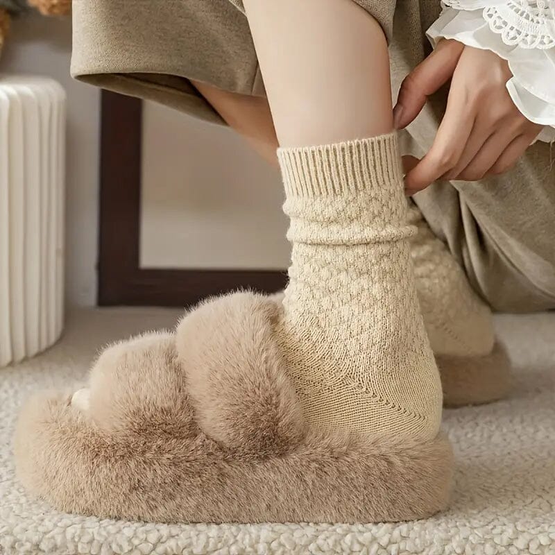 6-Pairs: Autumn and Winter Thick Warm Solid Socks Women's Shoes & Accessories - DailySale