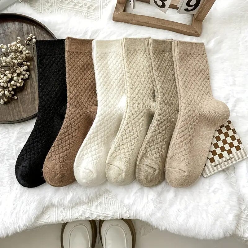 6-Pairs: Autumn and Winter Thick Warm Solid Socks Women's Shoes & Accessories - DailySale