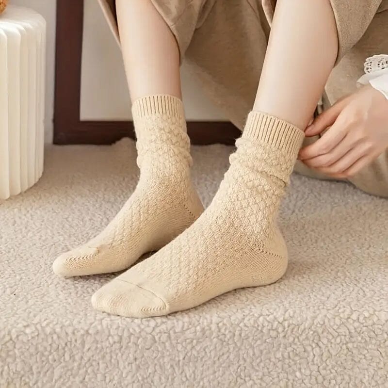 6-Pairs: Autumn and Winter Thick Warm Solid Socks Women's Shoes & Accessories - DailySale