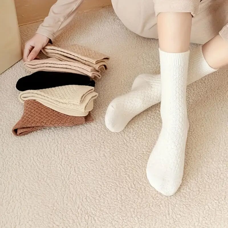 6-Pairs: Autumn and Winter Thick Warm Solid Socks Women's Shoes & Accessories - DailySale