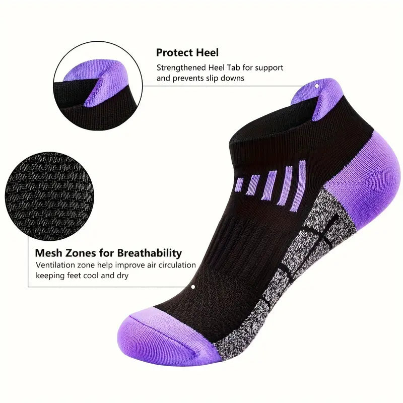 6-Pairs: Low Cut Cushioned Breathable Ankle Socks For Running Cycling Hiking Women's Shoes & Accessories - DailySale