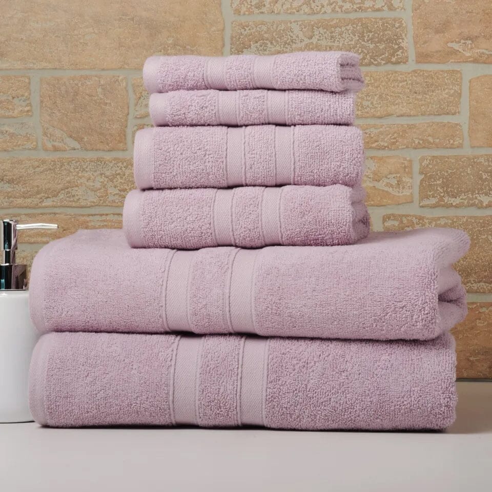 6-Piece Bibb Home Absorbent 100% Egyptian Cotton Towel Set Bath Dusky Mauve Solid - DailySale